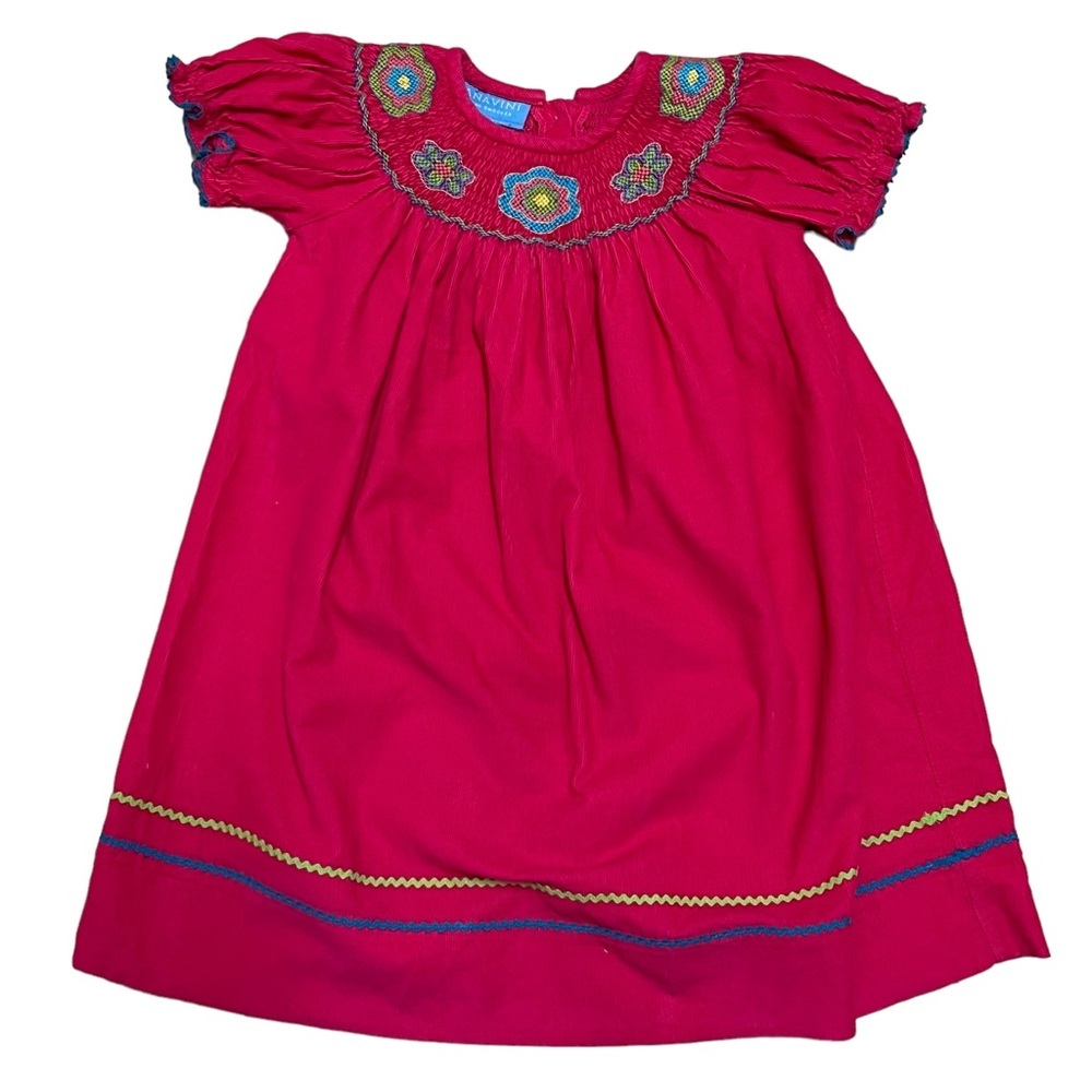 Anavini Baby Hot Pink Corduroy Smocked Dress Size 2